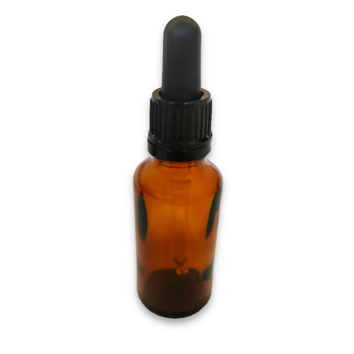 GLASS BOTTLE WITH PIPETTE, BROWN 30 ml